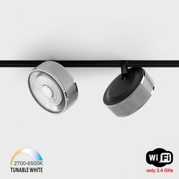 Світильник LTX для трекових систем IN_LINE SOL TW, D95mm, H33mm, LED 13W, TW DIM: 2700K(881Lm)-6500K(1025Lm), 48V DС, IP20, хром/чорний (06.9533.13.TW.CRG/BK) 3190 фото