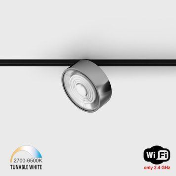Світильник LTX для трекових систем IN_LINE SOL TW, D95mm, H33mm, LED 13W, TW DIM: 2700K(881Lm)-6500K(1025Lm), 48V DС, IP20, хром/чорний (06.9533.13.TW.CR/BK) 3189 фото