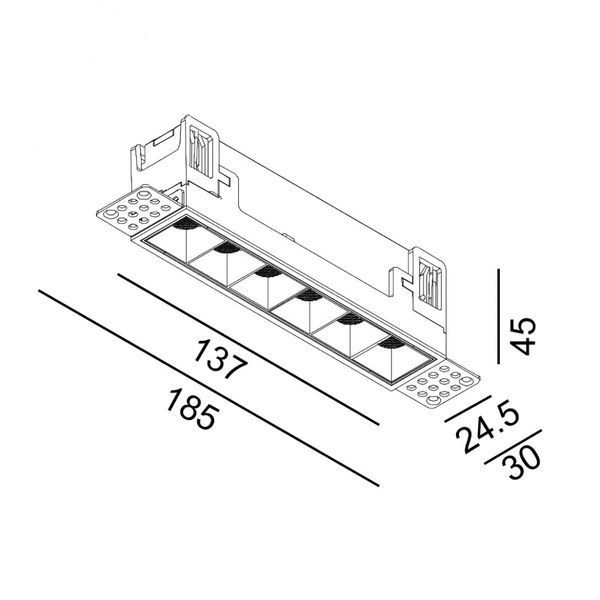 Вбудований світильник LTX VARIO COMFORT 151 TRIMLESS, L137mm, W24.5mm, H45mm, LED 9W, 3000К, чорний (01.1511.9.930.BK + VARIO FRAME2) 43&nbsp;914 фото