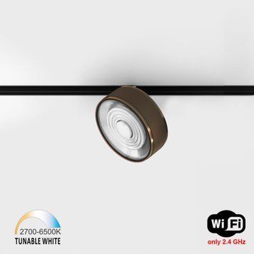 Світильник LTX для трекових систем IN_LINE SOL TW, D95mm, H33mm, LED 13W, TW DIM: 2700K(881Lm)-6500K(1025Lm), 48V DС, IP20, мідь/чорний (06.9533.13.TW.CPG/BK) 3188 фото