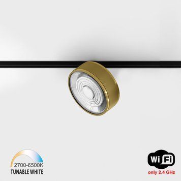 Світильник LTX для трекових систем IN_LINE SOL TW, D95mm, H33mm, LED 13W, TW DIM: 2700K(881Lm)-6500K(1025Lm), 48V DС, IP20, латунь/чорний (06.9533.13.TW.BRG/BK) 3186 фото