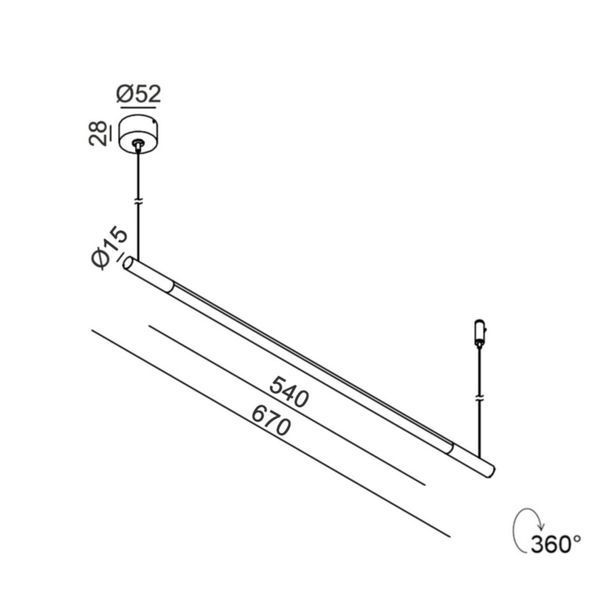 STRAW, L670mm, D15mm, LED 5W, 3000К, 48V, чёрный (10.1570.5.930.BK) 3580 фото