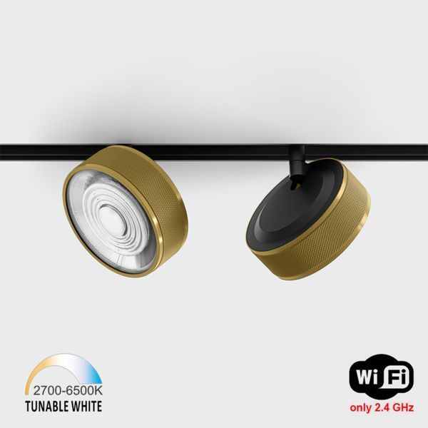 Світильник LTX для трекових систем IN_LINE SOL TW, D95mm, H33mm, LED 13W, TW DIM: 2700K(881Lm)-6500K(1025Lm), 48V DС, IP20, латунь/чорний (06.9533.13.TW.BRG/BK) 3186 фото