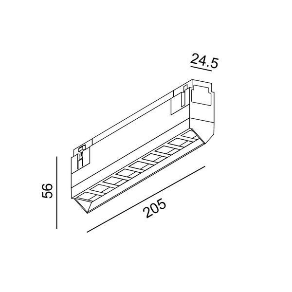 IN_LINE WALL WASHER 205 DALI 4x, L205mm, W24.5mm, H59mm, LED 10W, 3000К, чёрный (06.2055.10.930.BK.DALI.4x) 3950 фото