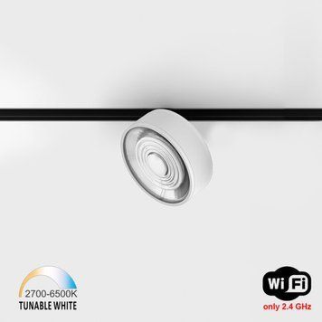 Світильник LTX для трекових систем IN_LINE SOL TW, D95mm, H33mm, LED 13W, TW DIM: 2700K(881Lm)-6500K(1025Lm), 48V DС, IP20, білий/чорний (06.9533.13.TW.WHG/BK) 3184 фото