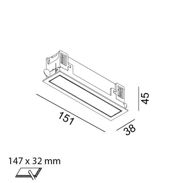Вбудований світильник LTX VARIO LINEA 151, L151mm, W38mm, H45mm, LED 4.2W, 3000К, білий (01.1510.4.930.WH) 01.1510.4.930.WH фото