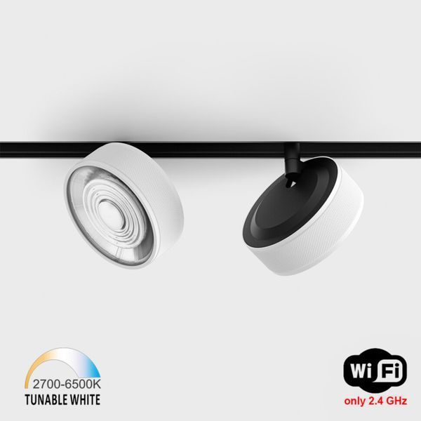 Світильник LTX для трекових систем IN_LINE SOL TW, D95mm, H33mm, LED 13W, TW DIM: 2700K(881Lm)-6500K(1025Lm), 48V DС, IP20, білий/чорний (06.9533.13.TW.WHG/BK) 3184 фото