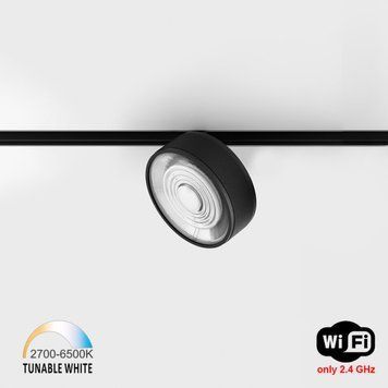 Світильник LTX для трекових систем IN_LINE SOL TW, D95mm, H33mm, LED 13W, TW DIM: 2700K(881Lm)-6500K(1025Lm), 48V DС, IP20, чорний/чорний (06.9533.13.TW.BKG/BK) 3182 фото