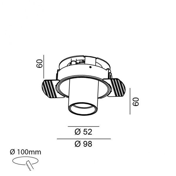 Вбудований світильник LTX TUB M OUT TRIMLESS, D52mm, H60mm, LED 12W 4000K, білий (01.0594.9.940.WH) 01.0594.9.940.WH фото