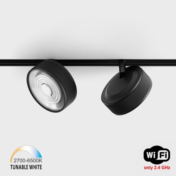 Світильник LTX для трекових систем IN_LINE SOL TW, D95mm, H33mm, LED 13W, TW DIM: 2700K(881Lm)-6500K(1025Lm), 48V DС, IP20, чорний/чорний (06.9533.13.TW.BKG/BK) 3182 фото