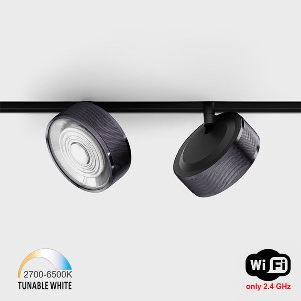 Світильник LTX для трекових систем IN_LINE SOL TW, D95mm, H33mm, LED 13W, TW DIM: 2700K(881Lm)-6500K(1025Lm), 48V DС, IP20, diamond black/чорний (06.9533.13.TW.DBG/BK) 3181 фото