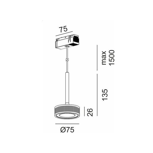 Світильник LTX для трекових систем IN_LINE SOL MINI P, D75мм, H135мм, LED 7W, 4000К, чорний/чорний (06.7530.7.940.BKG/BK) 3042 фото