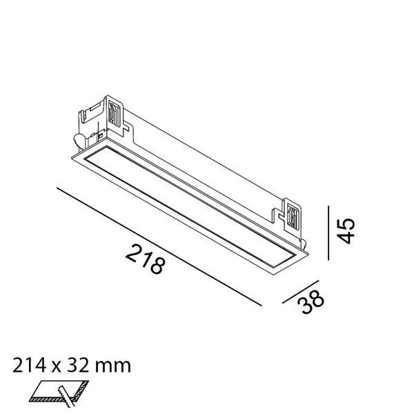 Вбудований світильник LTX VARIO LINEA 218, L218mm, W38mm, H45mm, LED 6.3W, 4000К, білий (01.2180.6.940.WH) фото Вбудовані