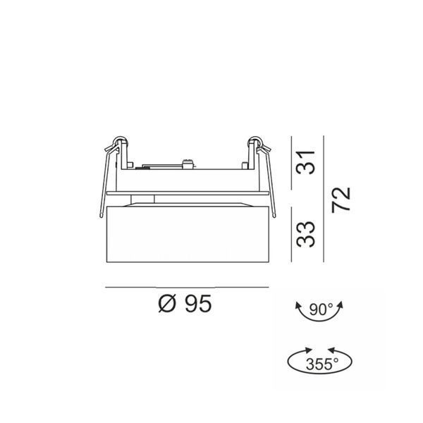 Вбудований світильник LTX SOL IN, D95mm, H33mm, LED 14W 3000K, білий/латунь (01.9533.14.930.WH/BR) 01.9533.14.930.WH + SOL RING BRASS фото