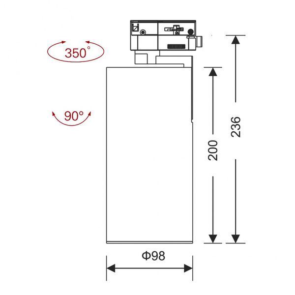 Світильник LTX для трекових систем PRO 3F, D98mm, H200mm, LED 26W, 3000К, білий (04.7727.26.830.WH) 00-00050557 фото