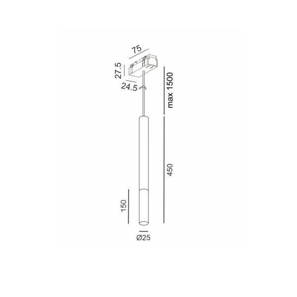 Світильник LTX для трекових систем IN_LINE MATCH 450, D25mm, H450mm, LED 7W, 3000K, IP20, латунь (06.0340.7.930.BR) 2567 фото