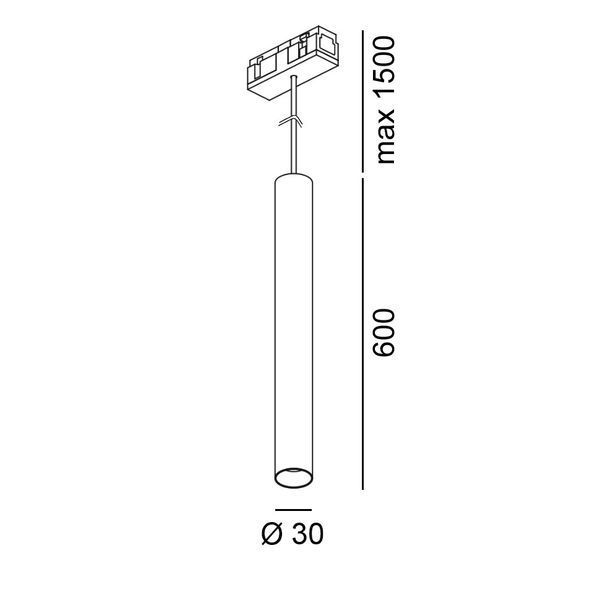 Світильник LTX для трекових систем IN_LINE TUB S P 600, D30мм, H600мм, LED 7W, 3000К, чорний (06.0360.8.930.BK) 43440 фото
