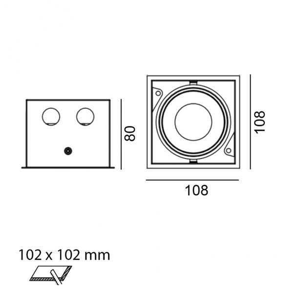 Вбудований світильник LTX KARDAN, L108mm, W108mm, H80mm, LED 9W, 3000К, чорний (01.6100.13.930.BK) 01.6100.13.930.BK фото