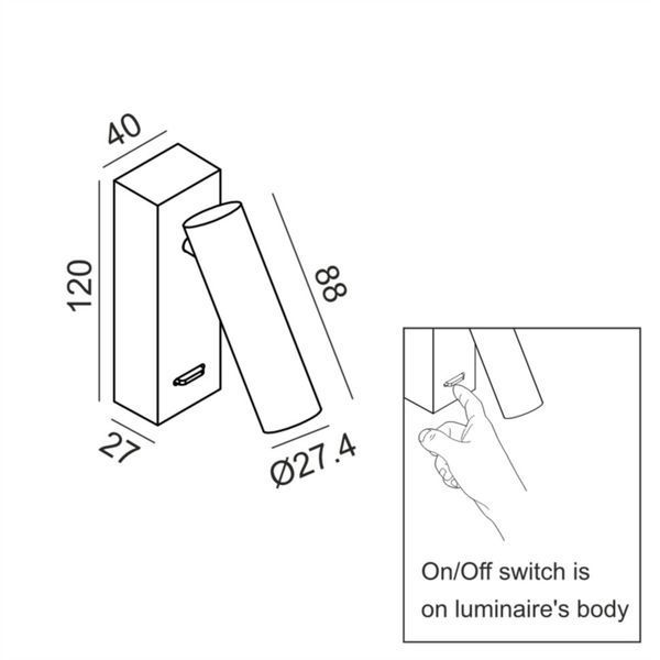 Світильник LTX TO READ, L40mm, sp54.4mm, h120mm, LED 2.1W, 3000К, чорний (10.0388.2.930.BK) 2624 фото