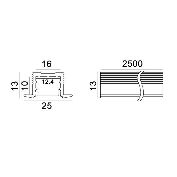 PROFILE MINI TRIM. L2500mm, h13mm, w25mm (12.2513.25) 12.2513.25 фото