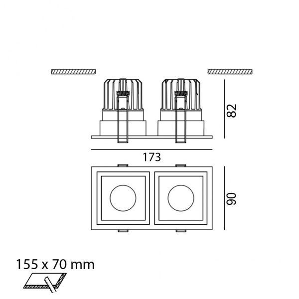 Вбудований світильник LTX CELL 2, L173mm, W90mm, H82mm, LED 2 x 9W, 4000К, білий (01.20F2.20.940.WH) 01.20F2.20.940.WH фото