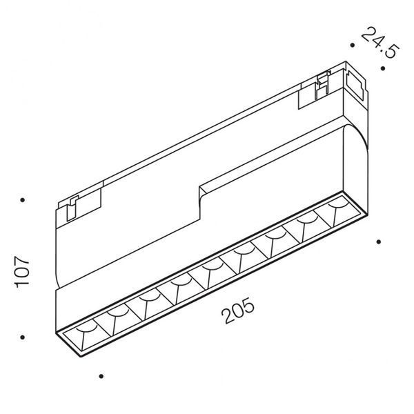 Світильник LTX для трекових систем IN_LINE COMFORT B ​​205, L205mm, W24, 5mm, H107mm, LED 12W, 3000К, чорний (06.2052.12.930.BK) фото Трековые светильники IN_LINE DC48V