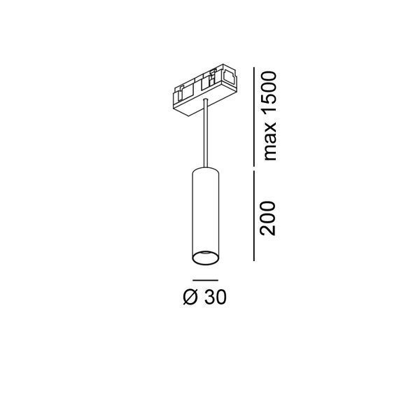 Світильник LTX для трекових систем IN_LINE TUB S P 200, D30мм, H200мм, LED 7W, 4000К, латунь (06.0320.8.940.BR) фото Трекові системи 48V