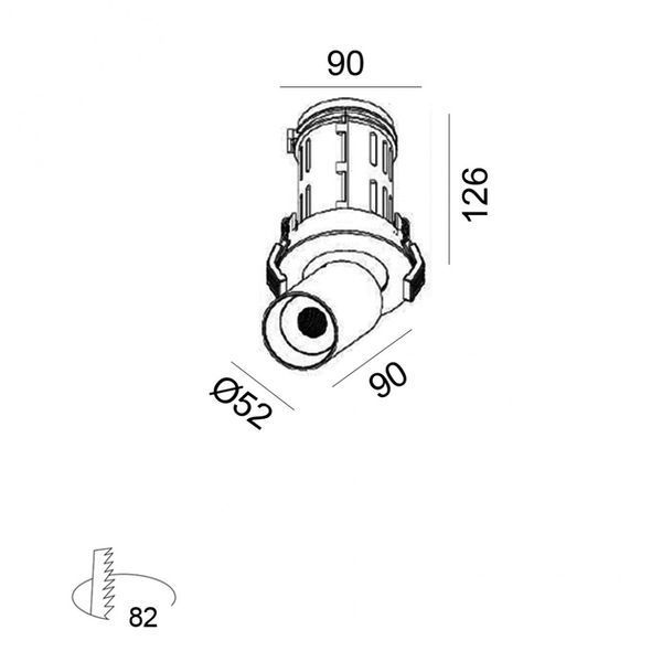 Вбудований світильник LTX TUB M IN, D90мм, L90мм, H126мм, LED 9W, 4000К, білий (01.0590.9.940.WH) 43411 фото