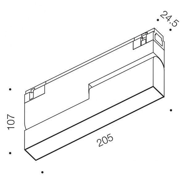 Світильник LTX для трекових систем IN_LINE LINEA B 205, L205mm, W24, 5mm, H107mm, LED 6W, 3000К, чорний (06.2053.6.930.BK) 00-00050406 фото
