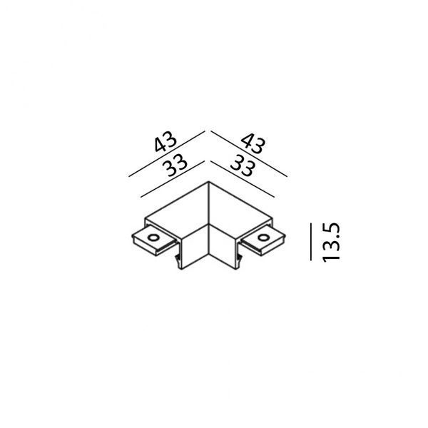 З'єднувач накладний L-подібний MINI_LINE42 CORNER S HR, L33mm, W33mm, H13.5mm, латунь (07.S90HR.LG) фото Магнитный трек MINI_LINE DC42V