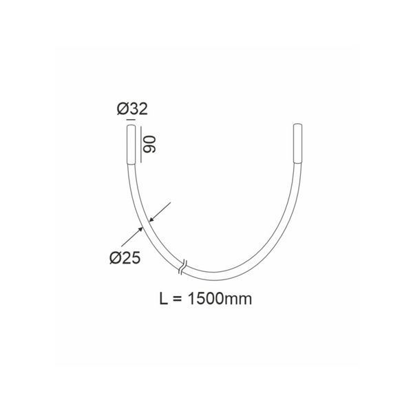 Світильник LTX SNAKE, D32mm, h90mm, L1500mm, 24W LED, 3000К, латунь/чорний (25B.3210.24.930.BR) 2669 фото