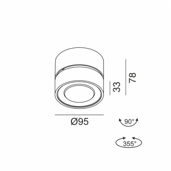 Світильник LTX SOL SURF, D95mm, H78mm, LED 14W 4000K, білий/diamond black (02.9533.14.940.WH + SOL RING DIAMOND BLACK) 2552 фото