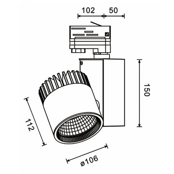 Світильник LTX для трекових систем PRO_3F, D106mm, H150mm, LED 53W, 4000К, білий (04.7733.53.840.WH) 34082 фото
