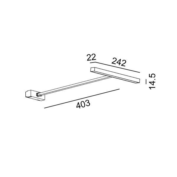 Світильник LTX для трекових систем IN_LINE ART, L242mm, W22mm, H14, 5mm, LED 14W, 3000К, чорний (06.2420.14.930.BK) 06.2420.14.930.BK фото