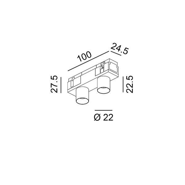 Світильник LTX для трекових систем IN_LINE TUB XS A 22 X2, D22, H23mm, LED 2х2W, 3000К, латунь (06.2221.4.930.BR) 06.2221.4.930.BR фото