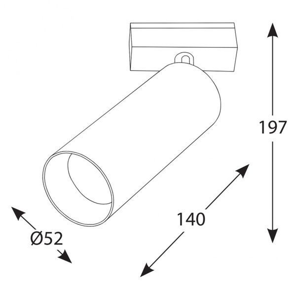 Світильник LTX для трекових систем IN_LINE TUB M A 140, D52mm, H140mm, LED 19W, 3000К, чорний (06.0514.19.930.BK) 00-00050388 фото