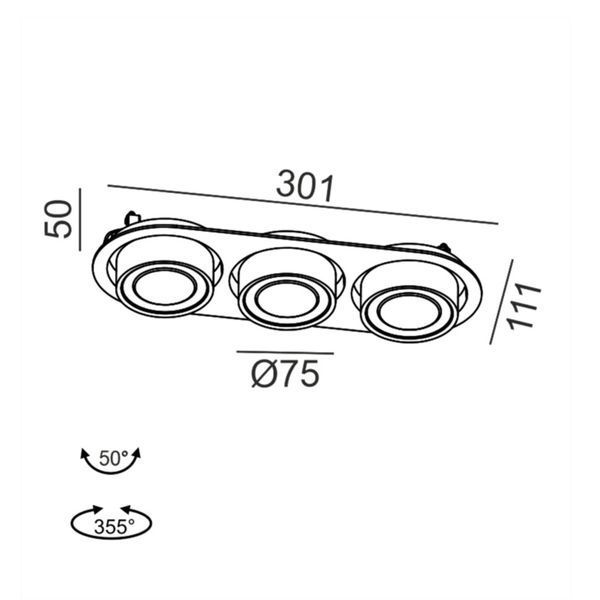 SOL IN MINI X3, L301mm, W111mm, H50mm, LED 3x7W, 4000K, белый (01.7523.21.940.WH) 3521 фото