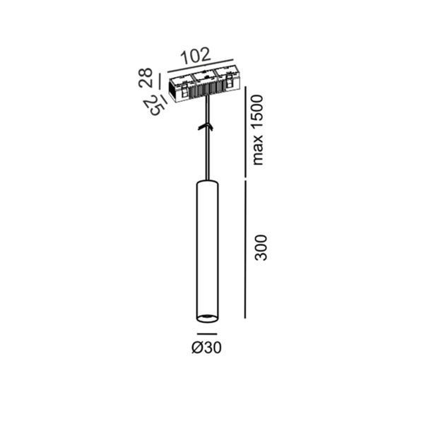 Світильник LTX для трекових систем IN_RING TUB S P 300, D30mm, H300mm, LED 7W, 50&ordm;, 3000K, чорний (09.0331.8.930.BK) 3643 фото
