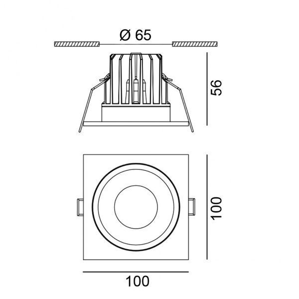 Вбудований світильник LTX RIO F1, L100mm, w100mm, H56mm, LED 9W, 4000К, чорний (01.6480F1.10.940.BK) 01.6480F1.10.940.BK фото