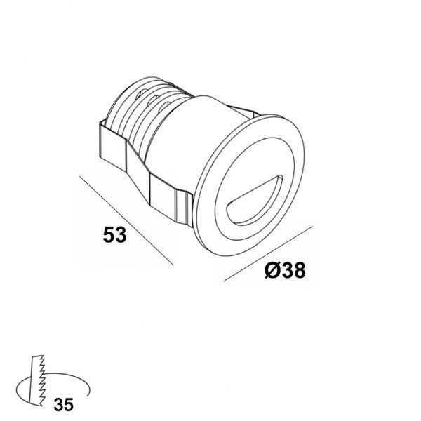 Вбудований світильник LTX IN WALL R, D38мм, H53мм, LED 2,1W, 3000К, чорний (01.3853.R2.830.BK) 01.3853.R2.830.BK фото