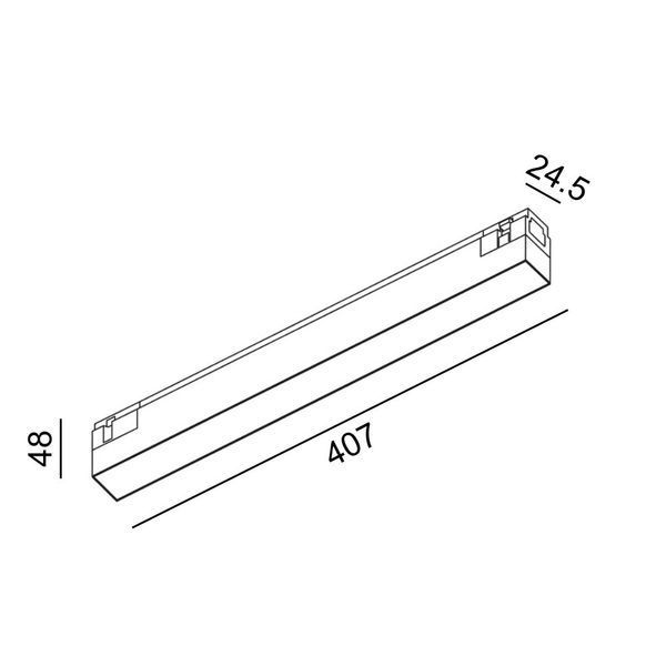 Світильник LTX для трекових систем IN_LINE LINEA 407, 2 групи, ON/OFF, L407mm, W24.5mm, H48mm, LED 11W, 4000К, опаловий/білий (06.4070.11.940.WH.2G) 3923 фото