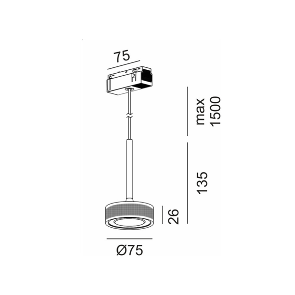 Світильник LTX для трекових систем IN_LINE SOL MINI P, D75мм, H135мм, LED 7W, 4000К, хром/чорний (06.7530.7.940.CRG/BK) 3048 фото