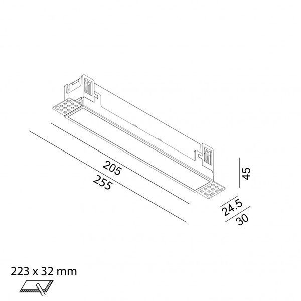 Вбудований світильник LTX VARIO LINEA 218 TRIMLESS, L205mm, W24, 5mm, H45mm, LED 6.3W, 3000К, чорний (01.2180.6.930.BK + VARIO FRAME3) 43&nbsp;919 фото