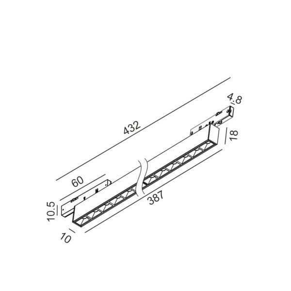 Світильник LTX для трекових систем PICO_LINE COMFORT OUT 387, L387mm, W10mm, H18mm, LED 20W, 4000K, DIM, 24V, чорний (16.4011.20.940.BK.DIM) 3754 фото