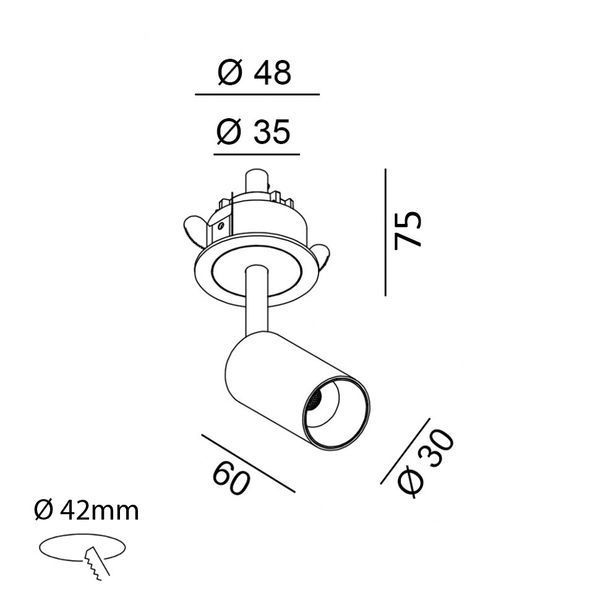 Вбудований світильник LTX NANO TUB S TRIM, D30мм, Н60мм, LED 4.5W, 3000K, латунь (01.3905.7.930.BR) 01.3905.7.930.BR фото