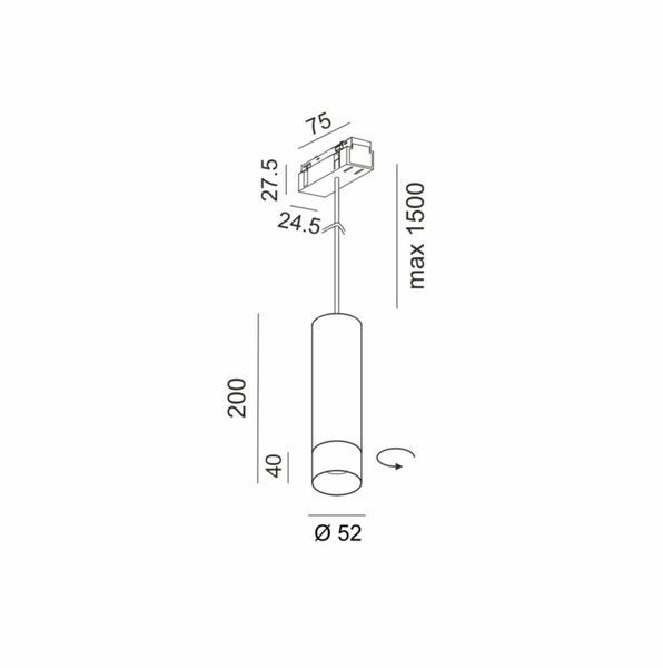 Світильник LTX для трекових систем IN_LINE TUB M P 200 ZOOM, D52mm, H200mm, LED 13W, 3000K, 15&deg;-50&deg;, 48V DС, IP20, чорний (06.0529.13.930.BK) 2589 фото