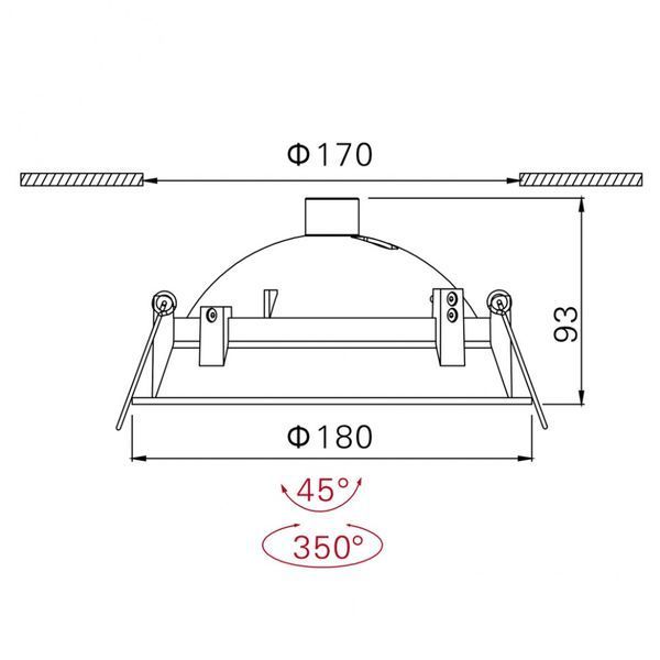 Вбудований світильник LTX UNI 1, D180mm, H93mm, LED 15W, 3000К, білий (01.1900.15.830.WH) 33973 фото