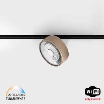 Світильник LTX для трекових систем IN_LINE SOL TW, D95mm, H33mm, LED 13W, TW DIM: 2700K(881Lm)-6500K(1025Lm), 48V DС, IP20, sahara beige/чорний (06.9533.13.TW.SBG/B 3194 фото