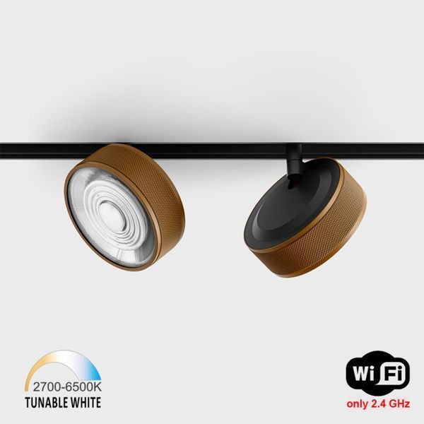 Світильник LTX для трекових систем IN_LINE SOL TW, D95mm, H33mm, LED 13W, TW DIM: 2700K(881Lm)-6500K(1025Lm), 48V DС, IP20, coffee/чорний (06.9533.13.TW.CFG/BK) 3193 фото