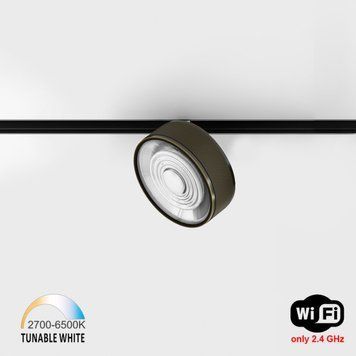 Світильник LTX для трекових систем IN_LINE SOL TW, D95mm, H33mm, LED 13W, TW DIM: 2700K(881Lm)-6500K(1025Lm), 48V DС, IP20, бронза/чорний (06.9533.13.TW.BZG/BK) 3192 фото